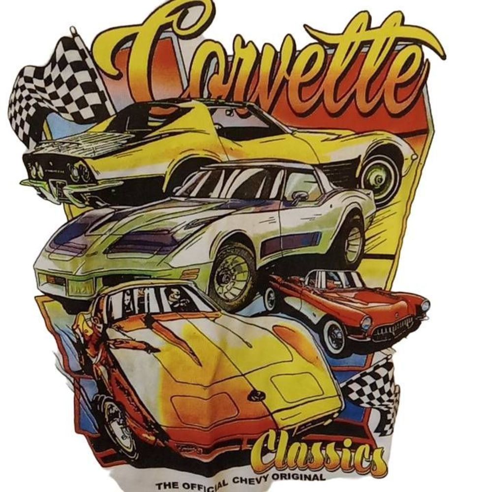 Chemistry Brand Corvette Graphic Tee Men's T-shirt Size Medium Chevy Classic Vet